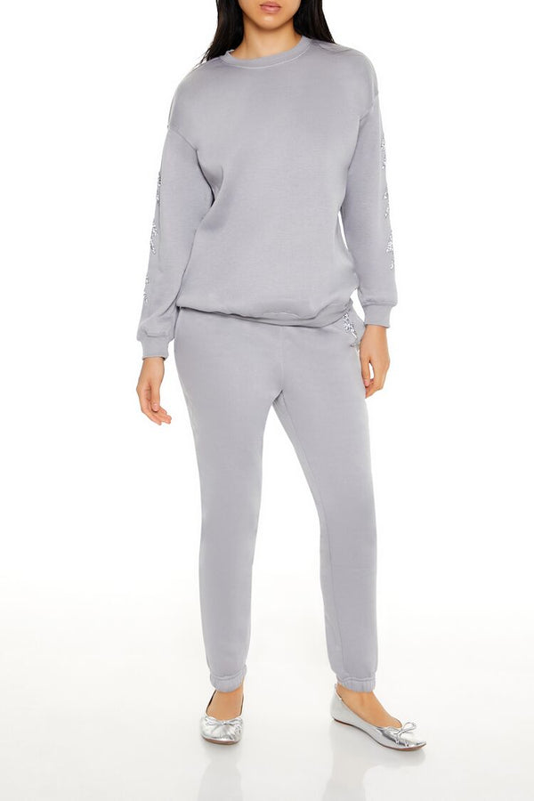 Forever21 Glitter Lightning Bolt Pullover GREY/MULTI