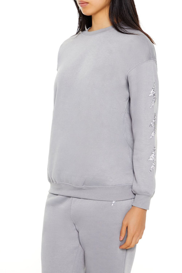 Forever21 Glitter Lightning Bolt Pullover GREY/MULTI