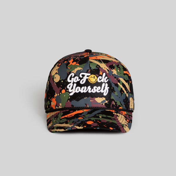 Forever21 GO F*CK YOURSELF BLACK SPLATTER TWILL TRUCKER Black