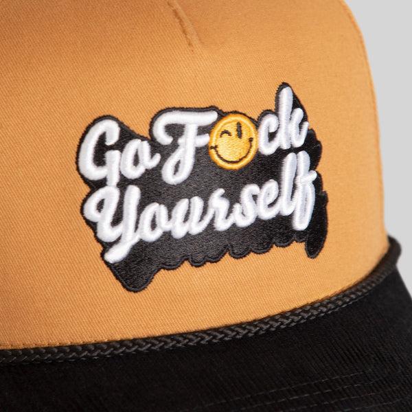 Forever21 GO F*CK YOURSELF WHEAT BLACK TWILL CORDUROY TRUCKER Wheat