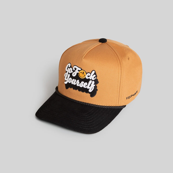 Forever21 GO F*CK YOURSELF WHEAT BLACK TWILL CORDUROY TRUCKER Wheat