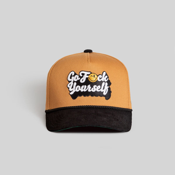 Forever21 GO F*CK YOURSELF WHEAT BLACK TWILL CORDUROY TRUCKER Wheat