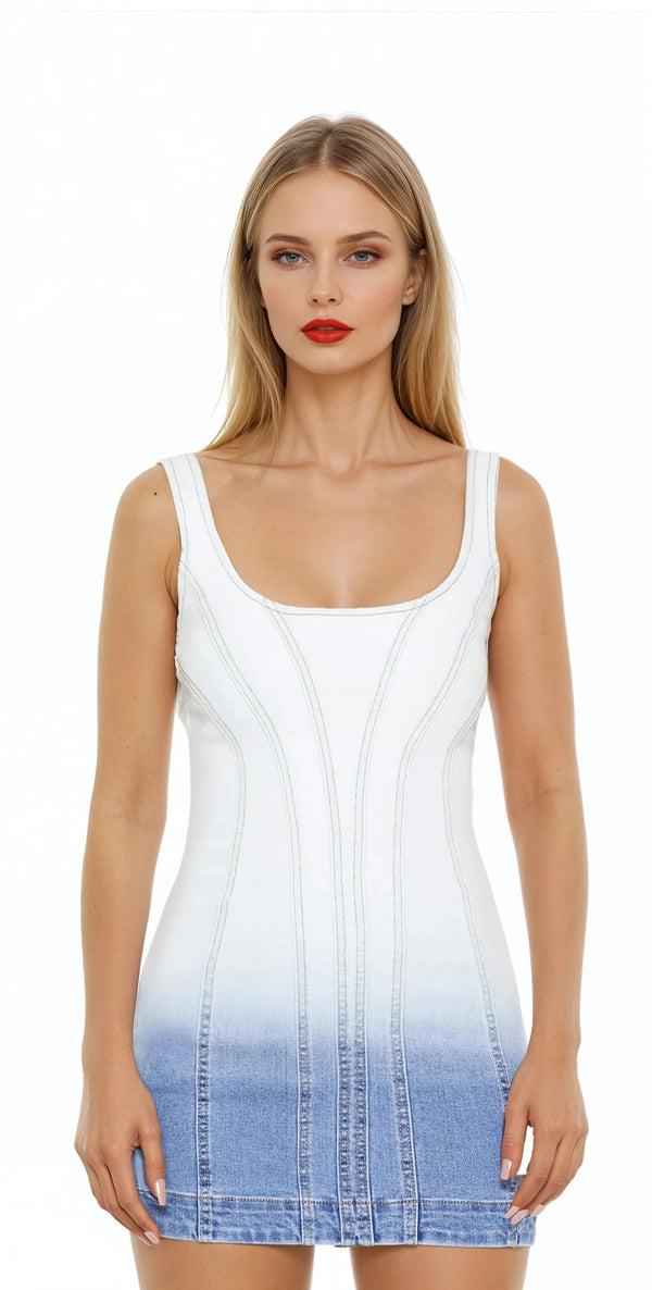 Forever21 Gradient Denim Tank Mini Dress LIGHT DENIM