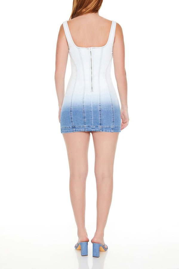 Forever21 Gradient Denim Tank Mini Dress LIGHT DENIM