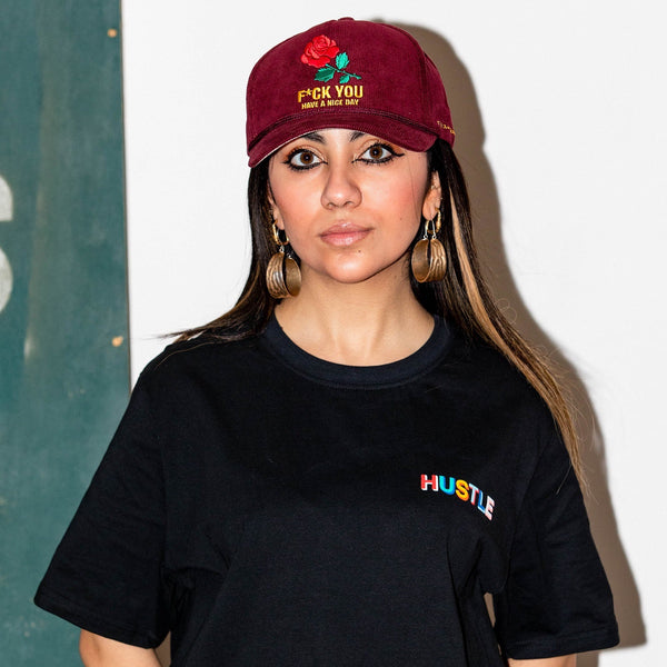 Forever21 HAVE A NICE DAY BORDEAUX CORDUROY TRUCKER HAT Maroon