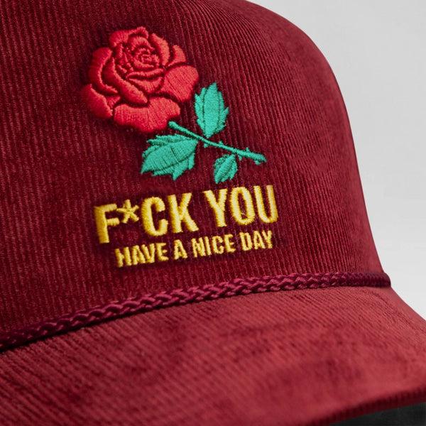 Forever21 HAVE A NICE DAY BORDEAUX CORDUROY TRUCKER HAT Maroon