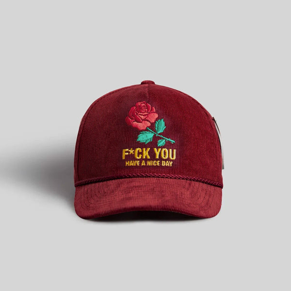 Forever21 HAVE a NICE DAY BORDEAUX CORDUROY TRUCKER HAT Maroon