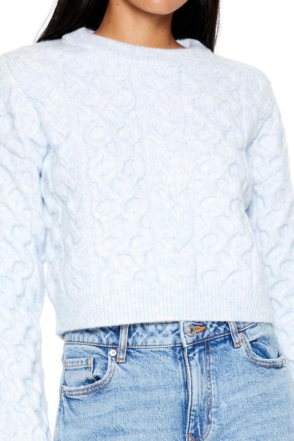Forever21 Honeycomb Knit Cropped Sweater LIGHT BLUE