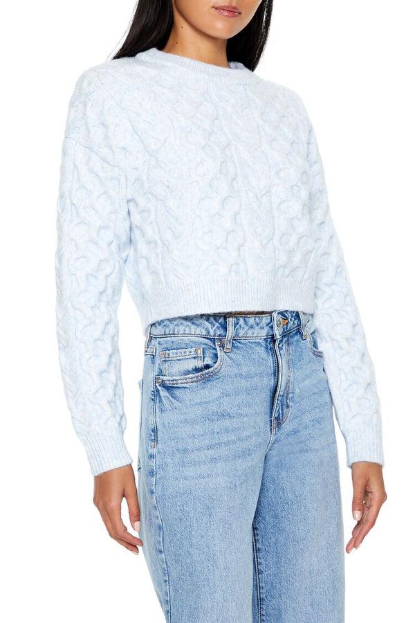 Forever21 Honeycomb Knit Cropped Sweater LIGHT BLUE