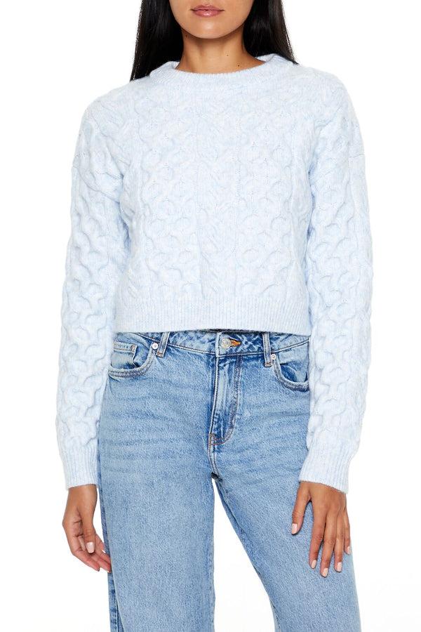 Forever21 Honeycomb Knit Cropped Sweater LIGHT BLUE