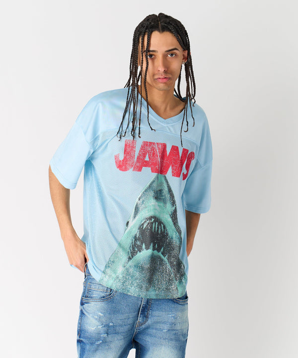 Forever21 Jaws Football Jersey - Light Blue LIGHT BLUE