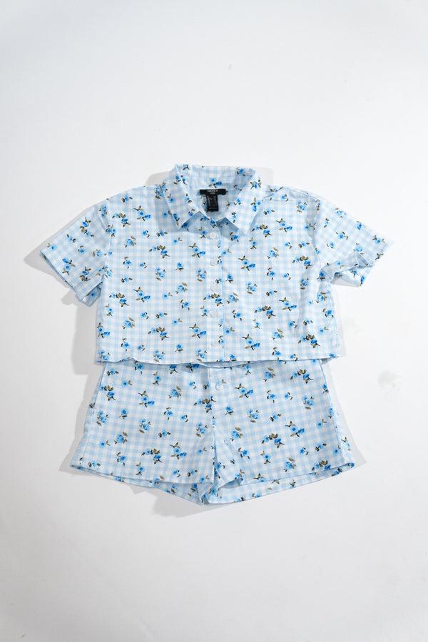 Forever21 Kids Floral Short-Sleeve Shirt & Shorts Set BLUE/MULTI