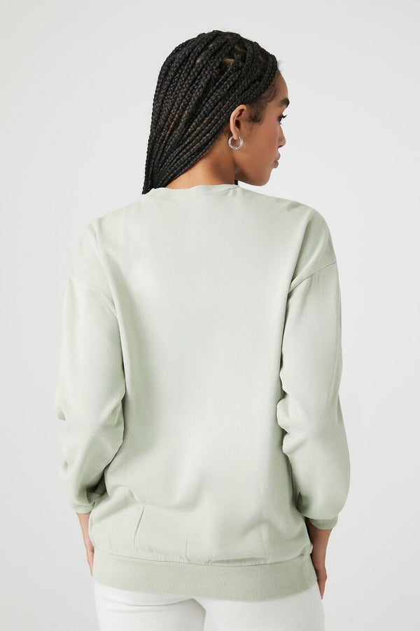 Forever21 Lace Los Angeles Drop-Sleeve Pullover SAGE/MULTI