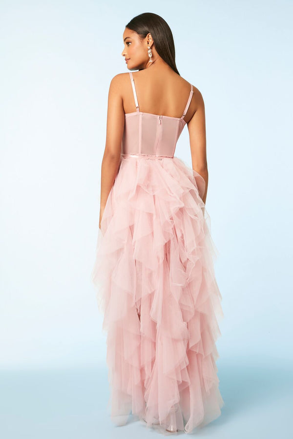 Forever21 Lace Mini Dress & Tulle Maxi Skirt Set MAUVE