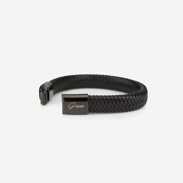 Forever21 Men's Genuine Braided Leather Berkeley Bracelet Espresso & Black