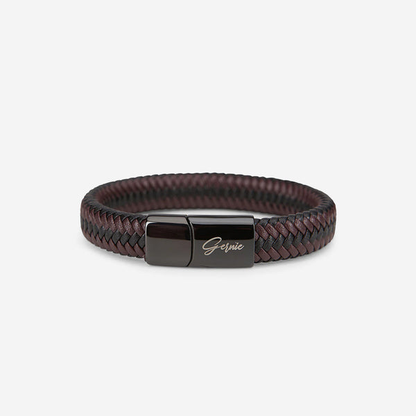 Forever21 Men's Genuine Braided Leather Berkeley Bracelet Espresso & Black