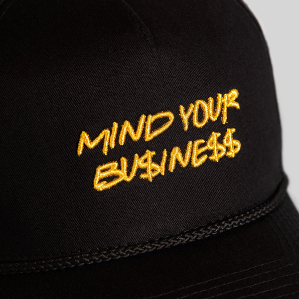 Forever21 MIND YOUR BUSINESS BLACK TWILL TRUCKER Black