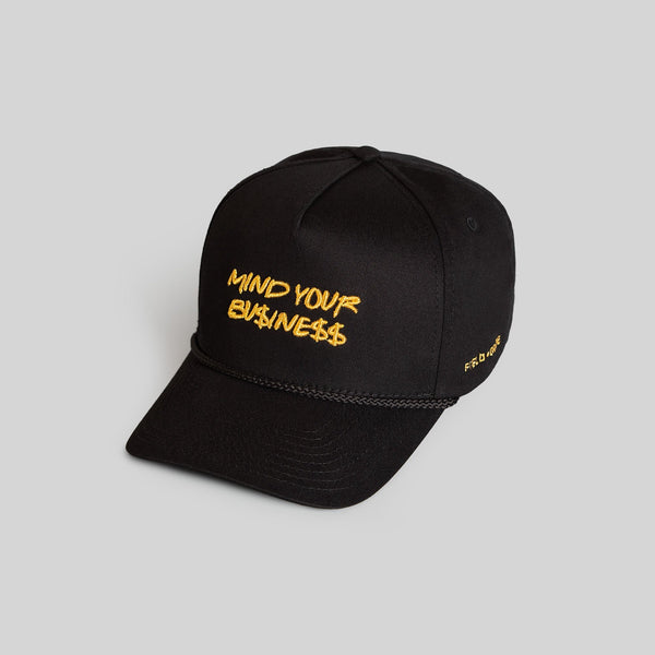 Forever21 MIND YOUR BUSINESS BLACK TWILL TRUCKER Black