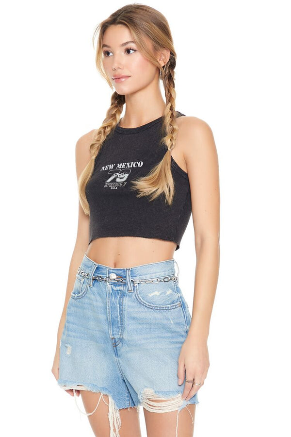 Forever21 New Mexico Graphic Crop Top CHARCOAL/MULTI