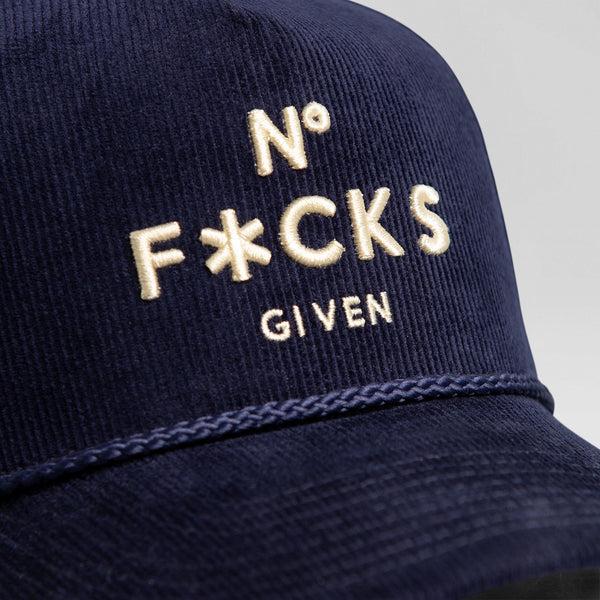 Forever21 NO F*CKS GIVEN NAVY CORDUROY TRUCKER HAT Navy