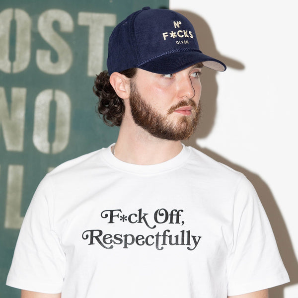 Forever21 NO F*CKS GIVEN NAVY CORDUROY TRUCKER HAT Navy