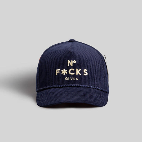 Forever21 NO F*CKS GIVEN NAVY CORDUROY TRUCKER HAT Navy
