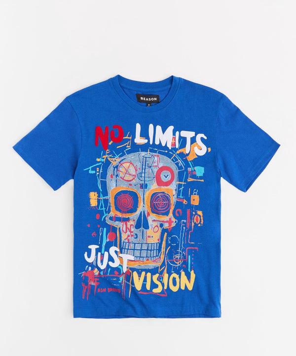 Forever21 No Limits Skull Applique Short Sleeve Tee - Blue BLUE