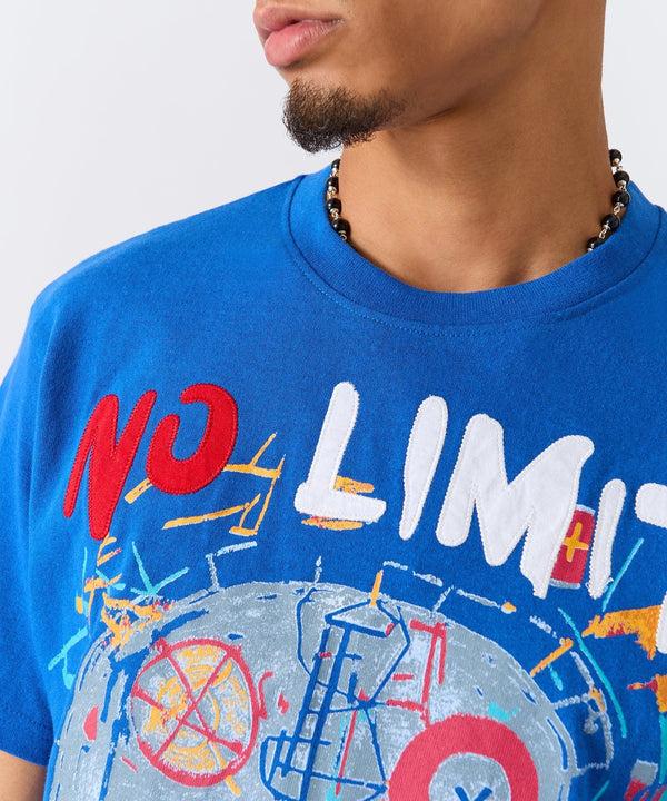 Forever21 No Limits Skull Applique Short Sleeve Tee - Blue BLUE