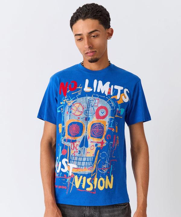 Forever21 No Limits Skull Applique Short Sleeve Tee - Blue BLUE