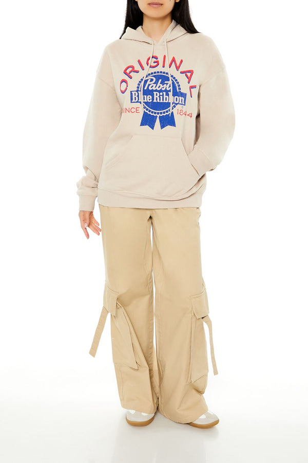 Forever21 Original Pabst Blue Ribbon Hoodie BEIGE/MULTI