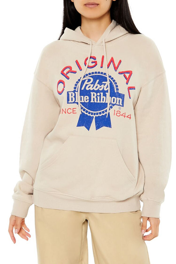 Forever21 Original Pabst Blue Ribbon Hoodie BEIGE/MULTI