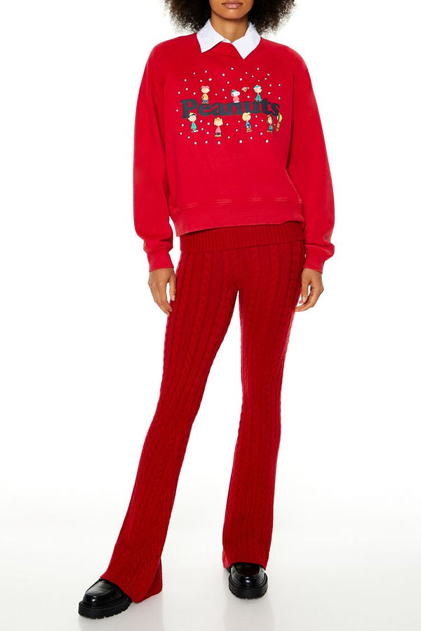 Forever21 Peanuts Graphic Fleece Pullover RED/MULTI