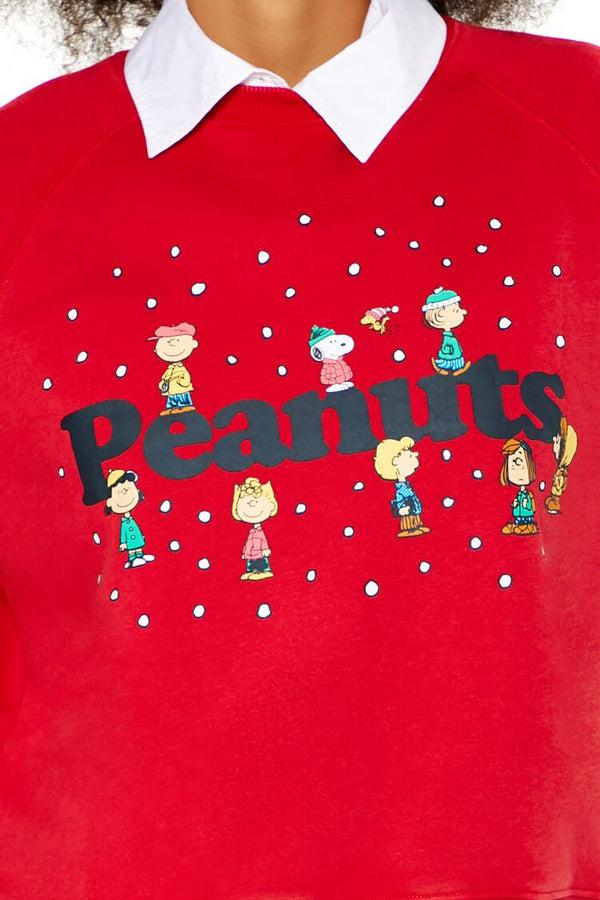 Forever21 Peanuts Graphic Fleece Pullover RED/MULTI