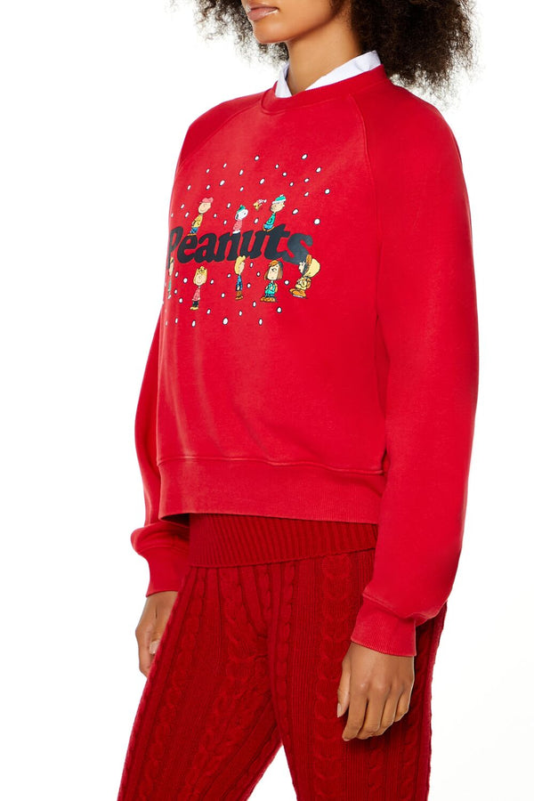 Forever21 Peanuts Graphic Fleece Pullover RED/MULTI