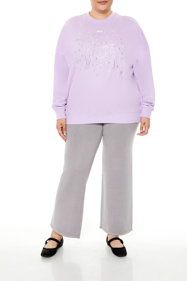 Forever21 Plus Size Beaded Leo Pullover LAVENDER/MULTI