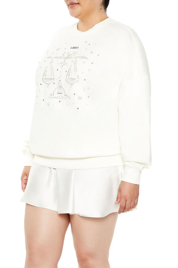 Forever21 Plus Size Beaded Libra Pullover WHITE/MULTI