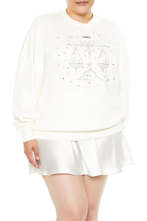 Forever21 Plus Size Beaded Libra Pullover WHITE/MULTI