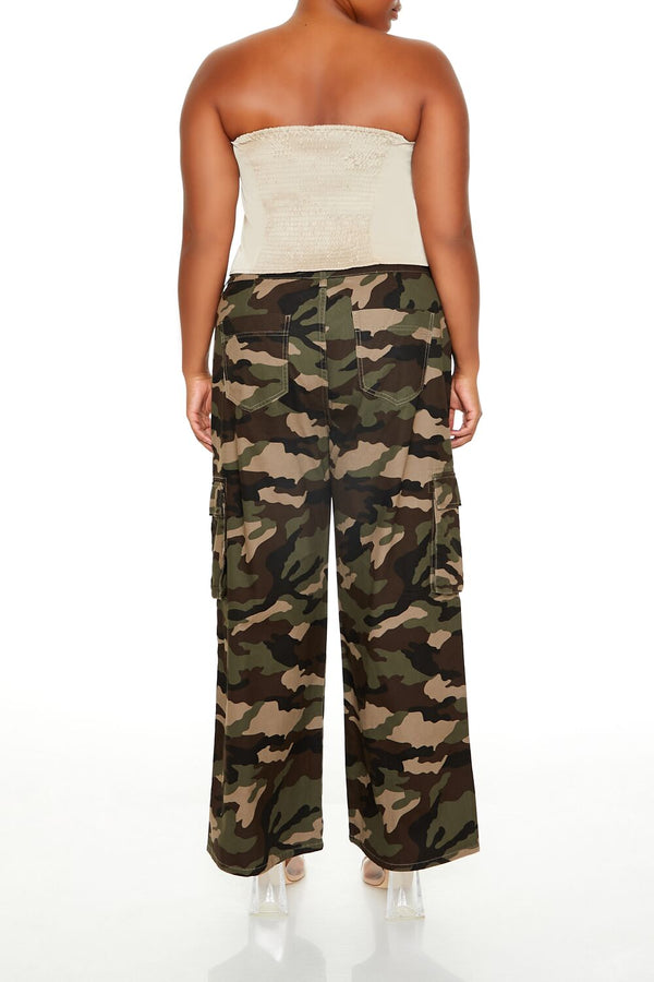 Forever21 Plus Size Camo Print Fleece Sweatpants OLIVE/MULTI
