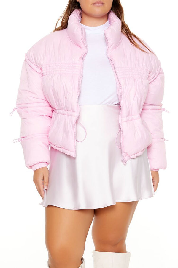 Forever21 Plus Size Cropped Puffer Jacket SEASHELL PINK