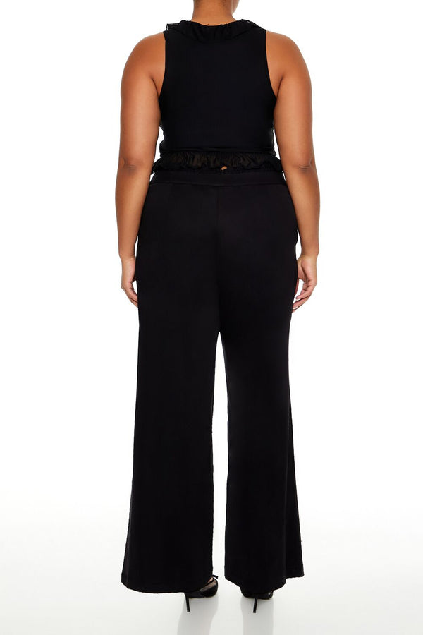 Forever21 Plus Size Drawstring Straight Pants BLACK