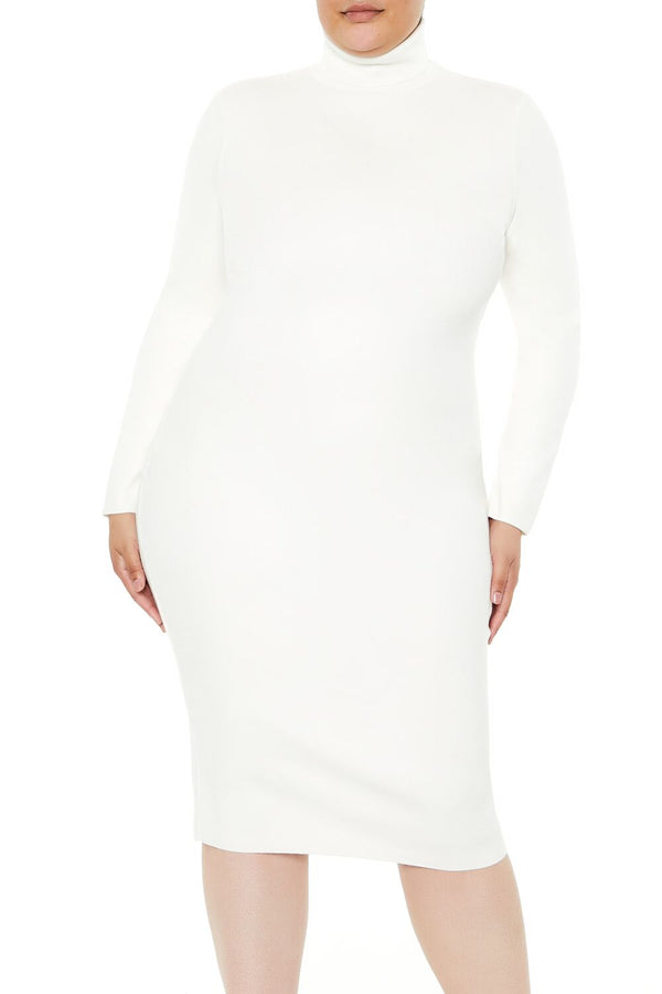 Forever21 Plus Size Faux Gem Midi Sweater Dress IVORY