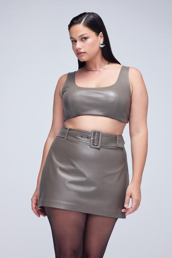 Forever21 Plus Size Faux Leather Crop Top ASH BROWN