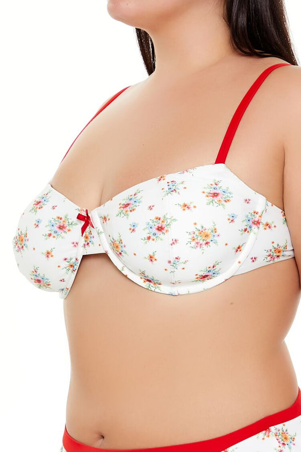 Forever21 Plus Size Floral Underwire Bikini Top RED/MULTI