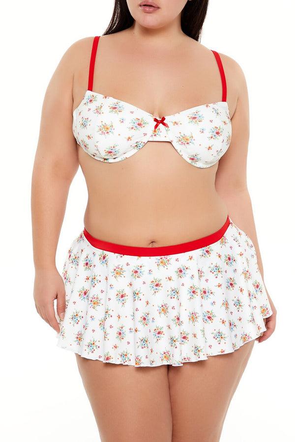 Forever21 Plus Size Floral Underwire Bikini Top RED/MULTI