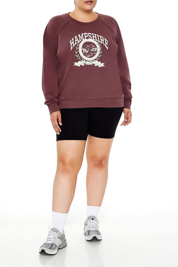 Forever21 Plus Size Hampshire Fleece Pullover MERLOT/MULTI