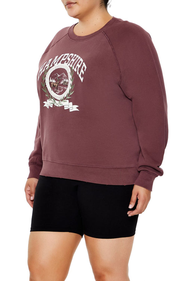 Forever21 Plus Size Hampshire Fleece Pullover MERLOT/MULTI
