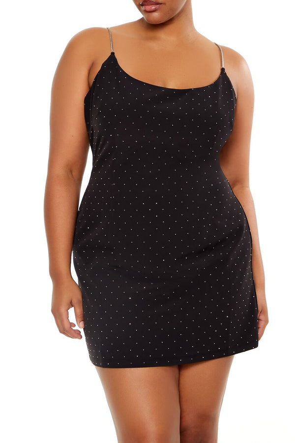 Forever21 Plus Size Rhinestone Cami Mini Dress BLACK