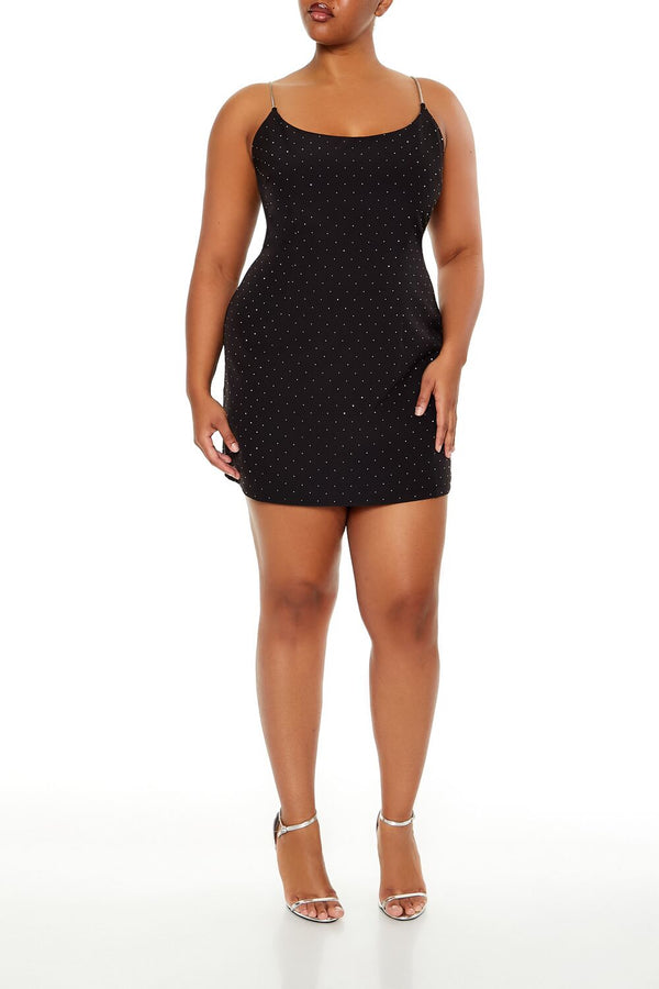 Forever21 Plus Size Rhinestone Cami Mini Dress BLACK