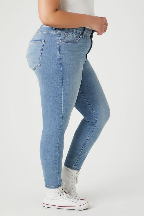 Forever21 Plus Size Skinny High-Rise Jeans MEDIUM DENIM