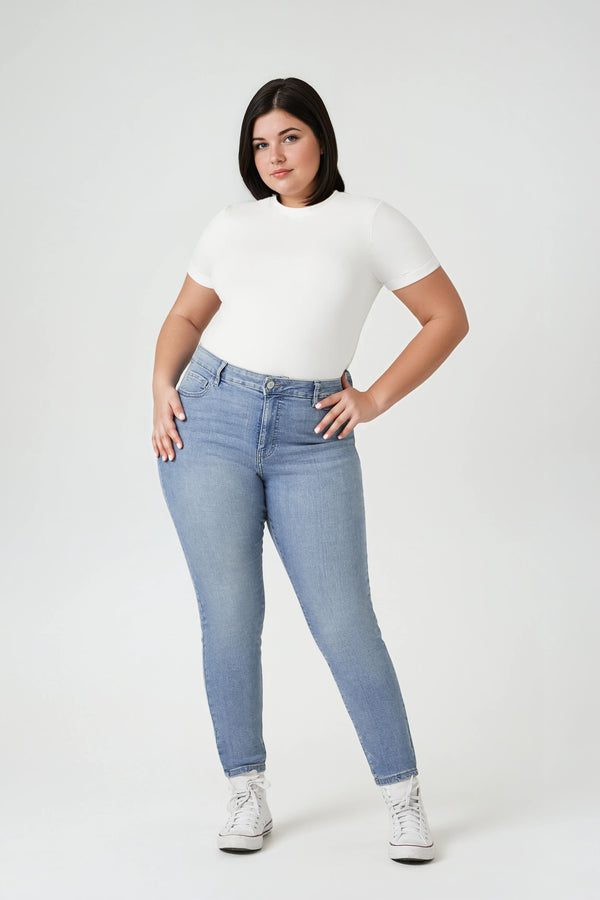 Forever21 Plus Size Skinny High-Rise Jeans MEDIUM DENIM